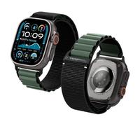 Spigen Correa básica de Tela con cierre de gancho Compatible con Apple Watch Ultra 3/2/1 49mm, Series 11/10 46mm, Series 9/8/7-4/SE 45mm, 44mm - Negro Verde