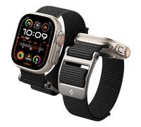 Spigen Dura Pro Flex Correa para Apple Watch Ultra 4/3/2/1, Series 12/11/10 | Correa nailon elástica con hebilla de zinc para confort transpirable para 49/46/45/44/42mm - Negro