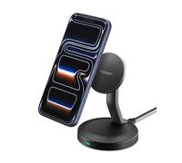 Spigen Essential 15W Cargador MagSafe [in able USB-C de 60 W] Estación de carga inalámbrica soporte para iPhone 17 16 15 14 13 Pro Max Air & Fundas MagSafe para Galaxy S25, Pixel 10 Pro XL - Negro