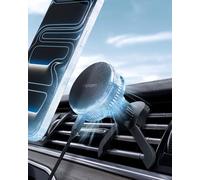 Spigen Essential Cryomax MagFit Qi2.2 25W Cargador Inalámbrico Coche con Refrigeración Peltier MagSafe Soporte Móvil Imán N52 [Cable 1M] Compatible con iPhone 17 16 15 14 13 12 - Soporte Rejilla