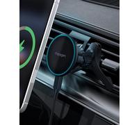 Spigen Essential MagFit Qi2 15W Cargador de Coche MagSafe [Cable Incluido] Soporte de Carga Inalámbrica con LED RGB, Imán N52 de Alta Potencia para iPhone 17 16 15 14 13 12 - Rejilla de Ventilación