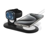 Spigen Estación de Carga mag Fit Duo Compatible con Cargador MagSafe (2020-2023) para iPhone 17/16/15/14/13/12 y Apple Watch Ultra 3/2/1, Series 11/10/9/8/7/SE - Negro