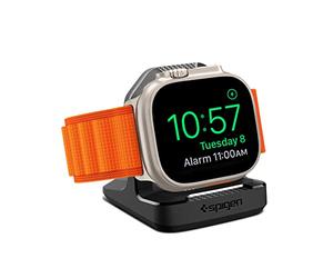 Spigen Estación de Carga Rugged Armor Compatible con Soporte Cargador Apple Watch Ultra 3/2/1, Series 11/10/9/8/SE2/7/6/SE/5/4/3/2/1 con Base Estable Antideslizante - Negro