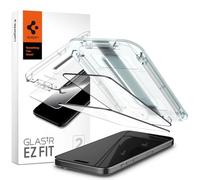 SPIGEN EZ Fit Glas.tR - Protector de pantalla de cubierta completa para Apple iPhone 15 Pro (2023) [6.1 pulgadas] kit de alineación automática de vidrio templado premium [paquete de 2] - negro