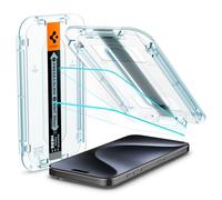 Spigen EZ Fit Protector Pantalla [2 Unidades] para iPhone 15 Pro | Incl. Kit de instalación, Cristal templado, Alta Definicion, Compatible con fundas, Dureza 9H