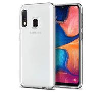 Spigen, funda compatible con Samsung Galaxy A20e [Liquid Crystal] Protección delgada de Gel silicona y claridad Premium de TPU [Compatible con Carga Inalámbrica] - [Trasparente] 622CS27412