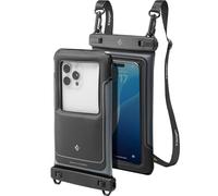 Spigen Funda flotante impermeable para teléfono (2 unidades, A611P) con Esponja Flotante Interna, Certificación IPX8, Prueba de Golpes, compatible con iPhone,Galaxy y Pixel de hasta 7 pulgadas - Negro