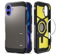 Spigen Funda para iPhone 16, Tough Armor(AI) MagFit Compatible con MagSafe - Bronce Gris