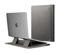 Spigen Funda para portátil Valentinus S 13 13.3 14 Pulgadas, Compatible con MacBook Pro, Solapa magnética integrada con Soporte Plegable, Funda de Piel para portátil - Gris