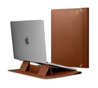 Spigen Funda para Portátil Valentinus S 15 15.6 16 Pulgadas, Compatible con MacBook Pro, Solapa magnética integrada, Funda de Piel para portátil, Bolsa para portátil - Marrón