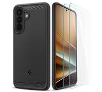 Spigen Funda Rugged Armor Bundle Pack [con 2 Protector Pantalla Cristal Vidrio Templado] Compatible con Samsung Galaxy A57 5G - Negro Mate