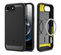Spigen Funda para iPhone 17e / iPhone 16e, Rugged Armor MagFit Compatible con MagSafe - Negro Mate