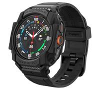 Spigen Funda Rugged Armor Pro con correa para Galaxy Watch Ultra 47mm | Funda unibody de TPU con correa, detalles de fibra de carbono y bisel elevado para modelo 2025/24 - Negro mate