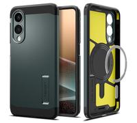 Spigen Funda Tough Armor(AI) MagFit Compatible con Samsung Galaxy S25 Edge 5G - Verde Cian