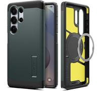 Spigen Funda Tough Armor (AI) MagFit para Samsung Samsung Galaxy S25 Ultra | Compatible con MagSafe, Verde Abismo