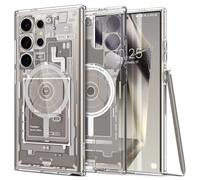 Spigen Funda Ultra Hybrid Metal Ring MagFit Compatible con Samsung Galaxy S24 Ultra 5G - Zero One Natural Titanium