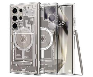 Spigen Funda Ultra Hybrid Metal Ring MagFit Compatible con Samsung Galaxy S24 Ultra 5G - Zero One Natural Titanium