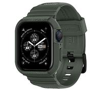 Spigen Funda y Correa Rugged Armor Pro de TPU Compatible con Apple Watch Series 9 8 7 45mm y Series SE2 6 5 SE 4 44mm - Verde Militar