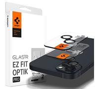Spigen Glas.tR EZ Fit Optik Pro Protector de Cámara para iPhone 15/15 Plus, iPhone 14/14 Plus, 2 Unidades, Negro, Protección Individual, Kit de instalación incluido