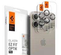 Spigen Glas.TR EZ Fit Optik Pro Protector de Cámara para iPhone 15 Pro, iPhone 15 Pro MAX, 2 Unidades, Titanio Natural, Protección Individual, Kit de instalación