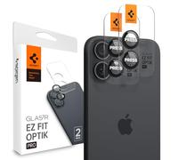 Spigen Glas.tR EZ Fit Optik Pro Protector de Cámara para iPhone 17, iPhone 16/16 Plus, Negro, 2 Unidades, Instalación Fácil, 9H Dureza, Anti-Arañazos