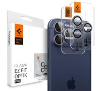 Spigen Glas.tR EZ Fit Optik Pro Protector de Cámara para iPhone 17 Pro, iPhone 17 Pro Max, 2 Unidades, Gris, Protección Individual, Kit de instalación, Dureza 9H, Anti-Arañazos