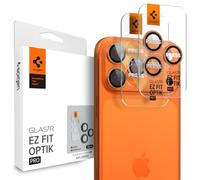 Spigen Glas.tR EZ Fit Optik Pro Protector de Cámara para iPhone 17 Pro, iPhone 17 Pro Max, 2 Unidades, Naranja cósmico, Protección Individual, Kit de instalación, Dureza 9H, Anti-Arañazos