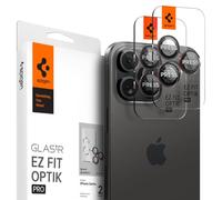 Spigen Glas.tR EZ Fit Optik Pro Protector de Cámara para iPhone 16 Pro/Pro Max, iPhone 15 Pro/Pro Max, iPhone 14 Pro/Pro Max, 2 Unidades, L-Series Edition, Kit de instalación