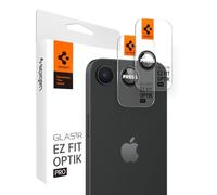 Spigen Glas.tR EZ Fit Optik Pro Protector de Cámara para iPhone 17e, iPhone 16e, 2 Unidades, Negro, Protección Individual, Kit de instalación