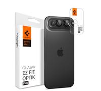 Spigen Glas.tR EZ Fit Optik Pro Protector de Cámara para iPhone Air, 2 Unidades, Negro, Protección Individual, Kit de instalación, Dureza 9H, Anti-Arañazos
