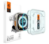 Spigen Glas.tR EZ Fit Protector Pantalla para Apple Watch Ultra 2, Apple Watch Ultra 1, 49mm, 2 Unidades, Instalación Fácil, Dureza 9H, Anti-Arañazos