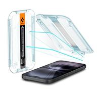 Spigen Glas.TR EZ Fit Protector Pantalla para iPhone 16, iPhone 15, 2 Unidades, Instalación Fácil, Alta Definicion, Dureza 9H