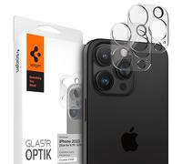 Spigen Glas.tR Optik Protector de Cámara para iPhone 16 Pro/Pro Max, iPhone 15Pro/Pro Max, iPhone 14 Pro/Pro Max, 2 Unidades, Transparente, Cristalina, Dureza 9H, Anti-Arañazos