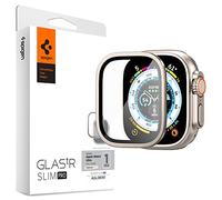 Spigen Glas.tR Slim Pro Protector Pantalla para Apple Watch Ultra 2, Apple Watch Ultra 1, 49mm, 1 Unidad, Marco en Titanio, 9H Dureza, Anti-Arañazos