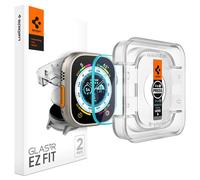Spigen Glas.tR EZ Fit Protector Pantalla para Apple Watch Ultra 2, Apple Watch Ultra 1, 49mm, 2 Unidades, Instalación Fácil, Dureza 9H, Anti-Arañazos