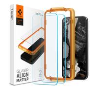 Spigen AlignMaster Protector Pantalla para Google Pixel 8a, 2 Unidades, Marco de Alineación Incluido, Crystal Clear, Dureza 9H, Compatible con Fundas