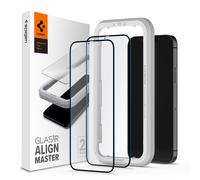 Spigen Glass tR ALM FC Negro, Paquete de 2 - iPhone 12/Pro
