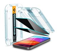 Spigen Glas.tR EZ Fit Filtro Privacidad Protector Pantalla para iPhone 16, iPhone 15, 2 Unidades, Antiespía, Instalación Fácil, Compatible con Funda, Dureza 9H