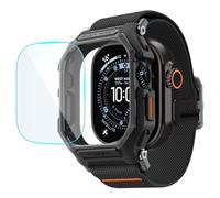 Spigen Lite Fit Pro Funda Correa y Protector para Apple Watch Ultra 4/3/2/1 | Funda unibody de TPU con correa de tela y protección de 360° con cristal templado 9H para Apple Watch Ultra 49mm - Negro