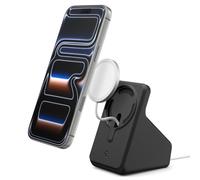 Spigen MagFit Stand Soporte de Carga Compatible con Cargador MagSafe 25W (2025-2024) / Samsung Cargador Inalámbrico 25W (2026), Compatible con Modelos iPhone, AirPods, Samsung Galaxy - Negro