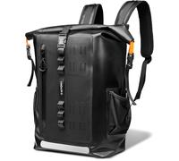 Spigen Mochila impermeable Aqua Shield A650 (IPX6) - Compatible con portátiles de hasta 16", con espalda ventilada, multiusos para viajes, camping y actividades al aire libre - Negro