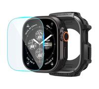 Spigen Rugged Armor Funda con Protector de Pantalla de Cristal Templado Compatible con Apple Watch Ultra 3/2/1 49mm - Negro Mate