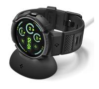 Spigen Rugged Armor Pro Funda con correa para Pixel Watch 5/4 45mm | Funda unibody TPU duradera con correa ajustable, fibra carbono y biseles elevados para Pixel Watch 5/4 2026/25 - Negro Mate