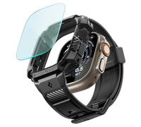 Spigen Rugged Armor Pro Funda con Correa y Protector para Apple Watch Ultra | Correa deportiva monobloque TPU premium con cristal templado 9H antirrayas para Apple Watch Ultra 4/3/2/1 49mm - Negro Mate