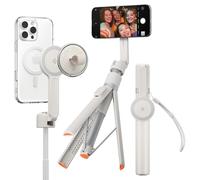Spigen S581W Trípode One Push MagSafe Apertura Automática | Beige Duna, Palo Selfie y Trípode Bluetooth para iPhone Samsung Android. Extra Largo con Mando. Soporte MagSafe