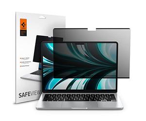 Spigen SafeView Protector Pantalla Filtro Privacidad para MacBook Air 13 Pulgadas (M5 2026 / M4 2025 / M3 2024 / M2 2022), 1 Unidad, Anti-Espía, Cobertura Completa, Con paño de limpieza y estuche