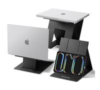 Spigen Slim Fold Soporte Portatil Plegable, Ordenador Portatil, Elevador Ergonómico con Doble Ángulo y Diseño Antideslizante, Compatible con MacBook iPad Pro Air Neo M2 M3 M4 M5 13-16" y Otros - Negro