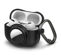 Spigen Tag Armor Duo Designed for Airpods Pro Case and AirTag Case Cover with Keychain [Dual Layer Solid Protection] - Matte Black