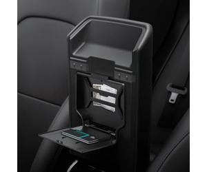 Spigen Tesla Model Y 2026 Juniper y Model 3 Highland 2026 Console Organizer Caja de Almacenamiento Oculta para Consola Central Highland Diseñada para Accesorio Tesla - Edición Carbono