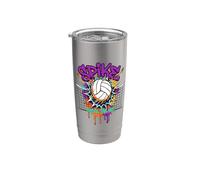 Spike Break The Net Voleibol Jugador Graffiti Art Vaso térmico de acero inoxidable de doble pared